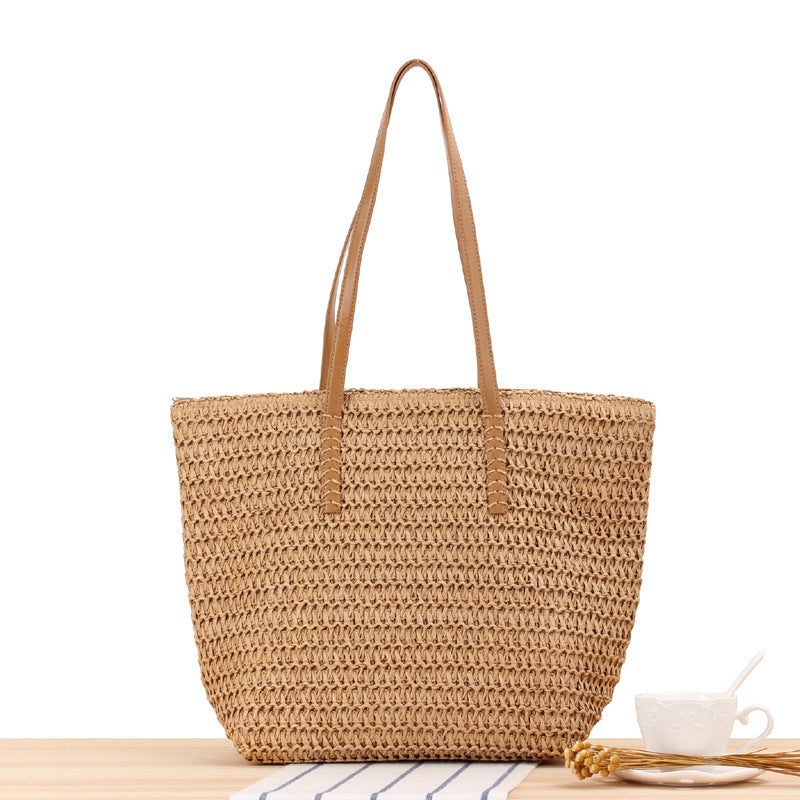 Elegant Bast Tote Bag with Sturdy Leather Handles Kalsten