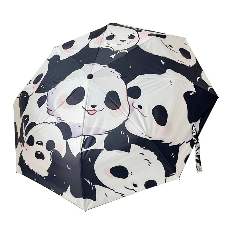 Women Folding Umbrella with Playful Panda Design Kalsten