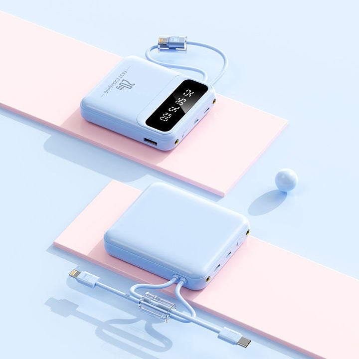 Portable power bank with integrated charging cable and digital display Kalsten