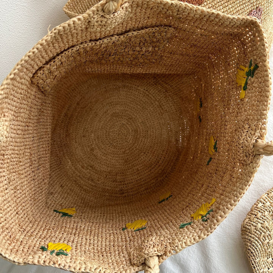 Handmade straw bag with colorful lemon design Kalsten