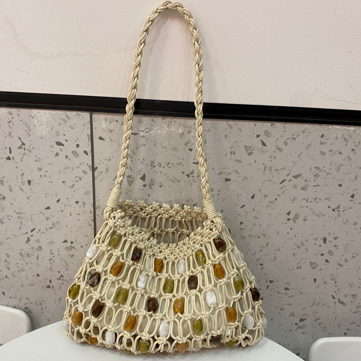 Hand-knotted net bag with decorative beads Kalsten