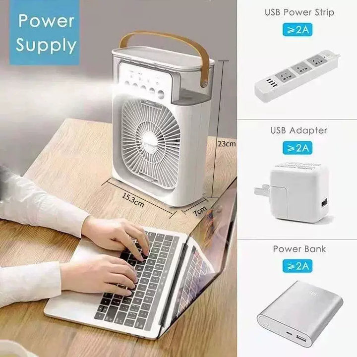 Unisex One Size USB humidifying portable fan with three speed levels, seven color mood light, removable water tank and stable carrying handle Kalsten
