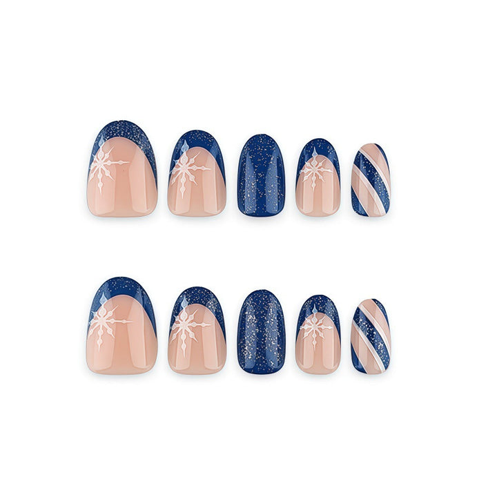 Artificial nails with sparkling blue and floral design Kalsten