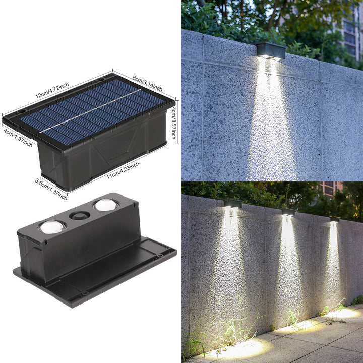 Outdoor Solar RGB Dual-Beam Wall Light With Integrated Photovoltaic Panel And Weather-Resistant Mounting Base Kalsten