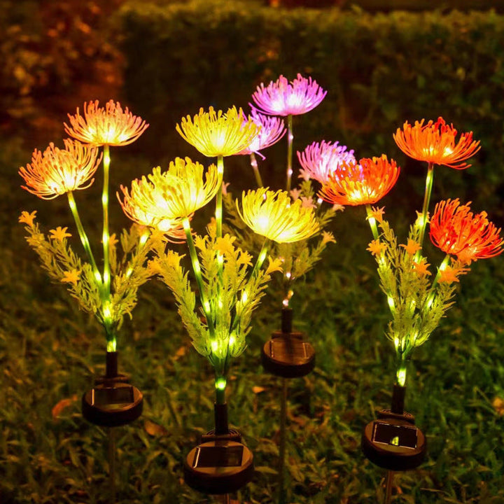 Illuminated Floral Stake Cluster With Integrated Solar LED Stems Kalsten