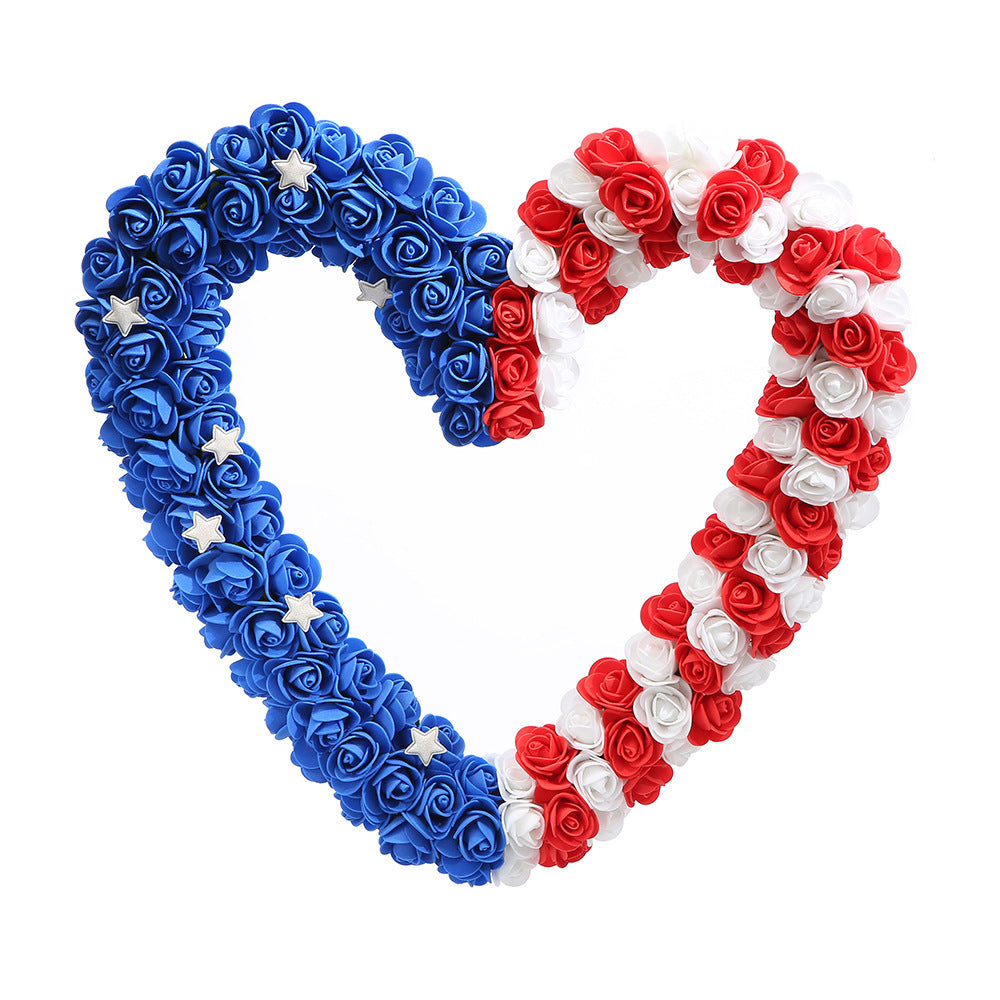 Unisex nan decorative foam rose door wreath with star appliqués and bow accent Kalsten