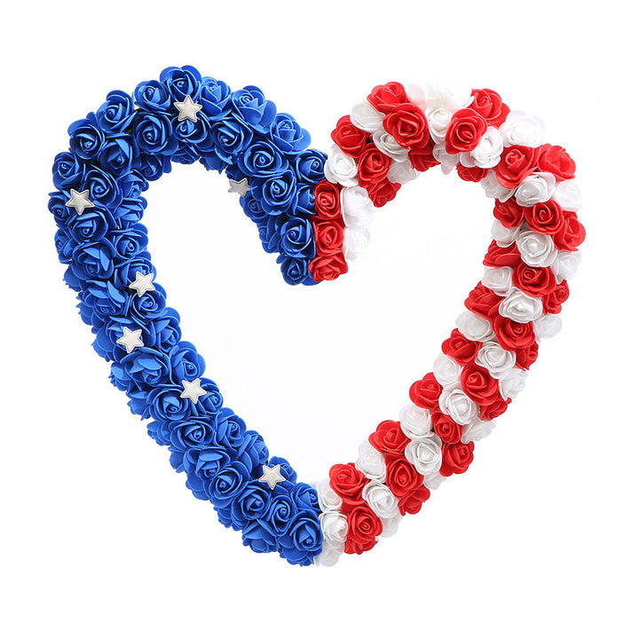 Unisex nan decorative foam rose door wreath with star appliqués and bow accent Kalsten