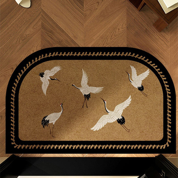Artistic Swallow-Themed Half-Round Door Mat