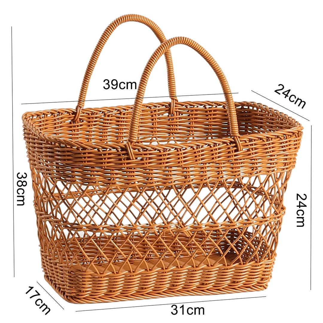Unisex Handwoven Shopping Basket with Two Handles Kalsten