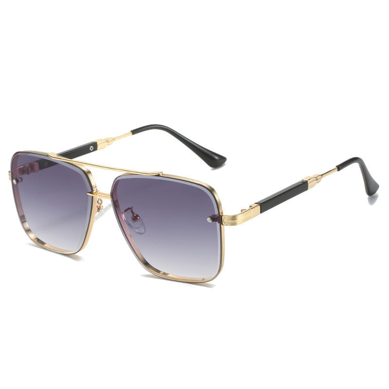 Women Geometric Oversize Sunglasses with Filigree Metal Frame Kalsten
