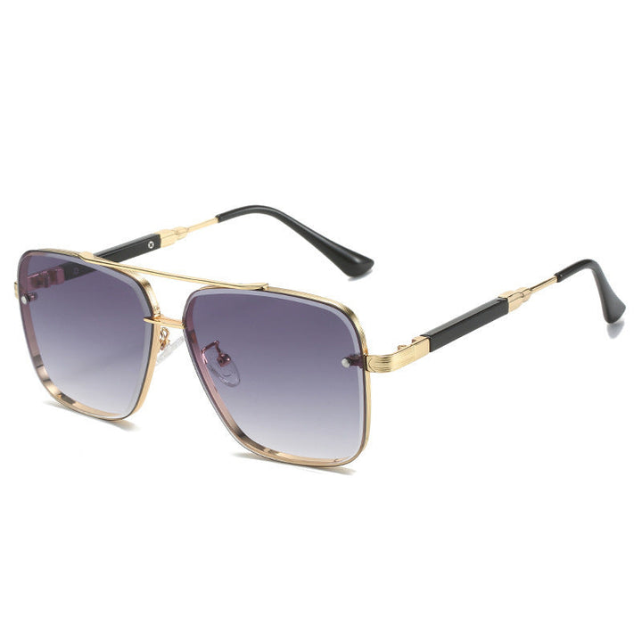 Women Geometric Oversize Sunglasses with Filigree Metal Frame Kalsten
