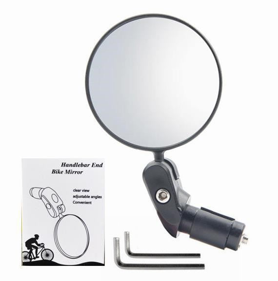 Compact Handlebar End Bike Mirror Pair with Full Rotation Swivel and Wide Angle Glass Kalsten