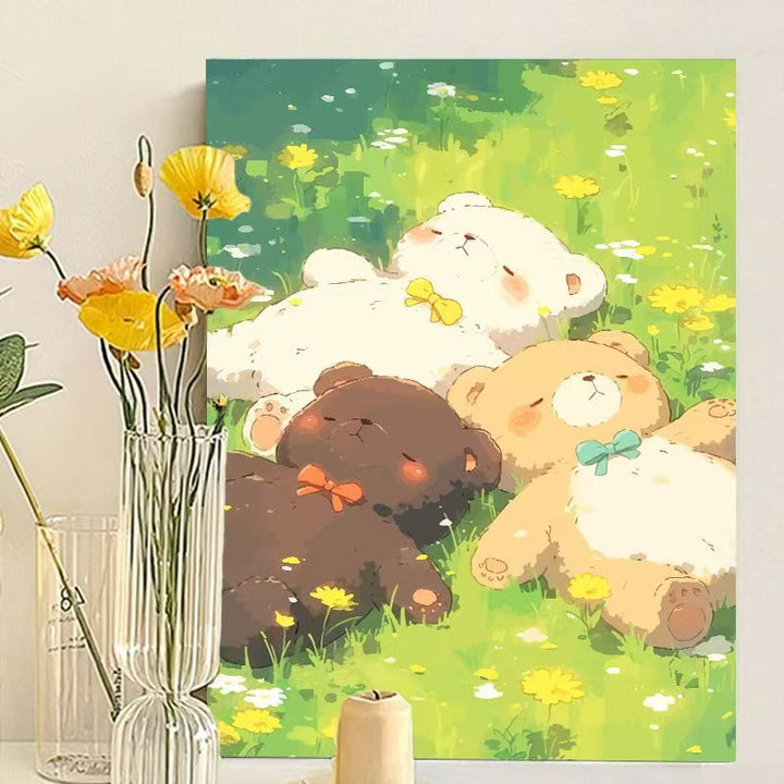 Cute Bear-Themed Art Canvas Print Kalsten