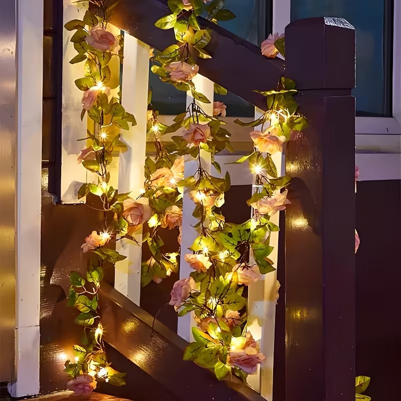 Romantic Rose Vine LED Garland With Micro Lights And Weatherproof Flexible Stem Kalsten
