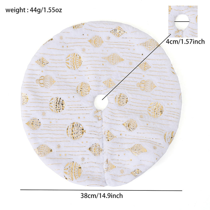 Plush Round Faux Fur Christmas Tree Skirt With Gold Star Print And Center Slit Closure