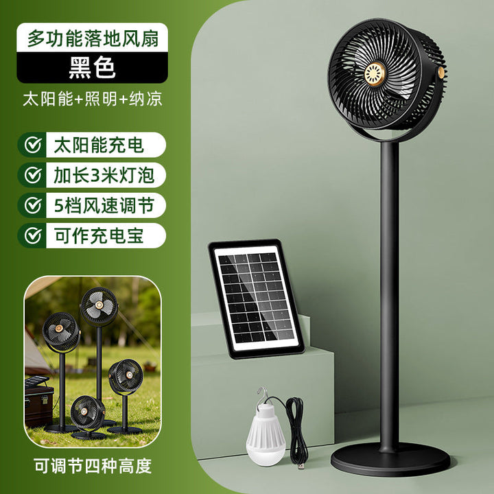 Unisex nan multifunctional solar-powered stand fan with LED light, multi-stage wind control, height adjustable and power bank function Kalsten