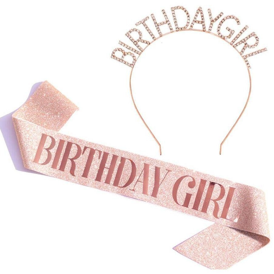 Ladies Glittering Birthday Crown with Festive Sash Kalsten