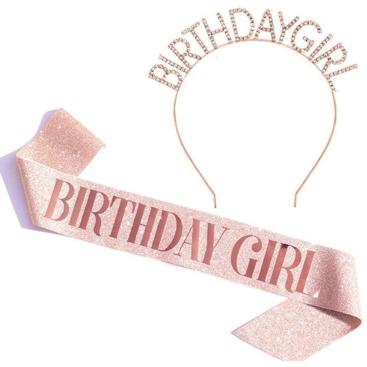 Ladies Glittering Birthday Crown with Festive Sash Kalsten