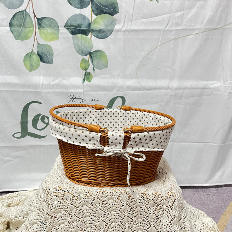 Ladies Elegant Braided Basket with Removable Fabric Insert Kalsten
