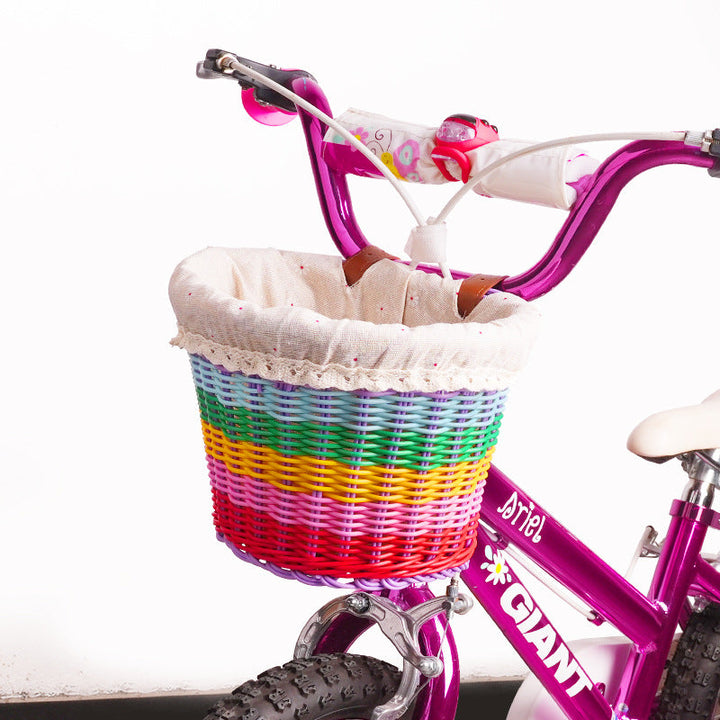 woven front bicycle basket with adjustable leather handlebar straps Kalsten