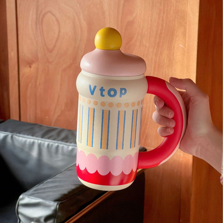 Ladies Thermos Mug with Elegant Gold Rim Kalsten