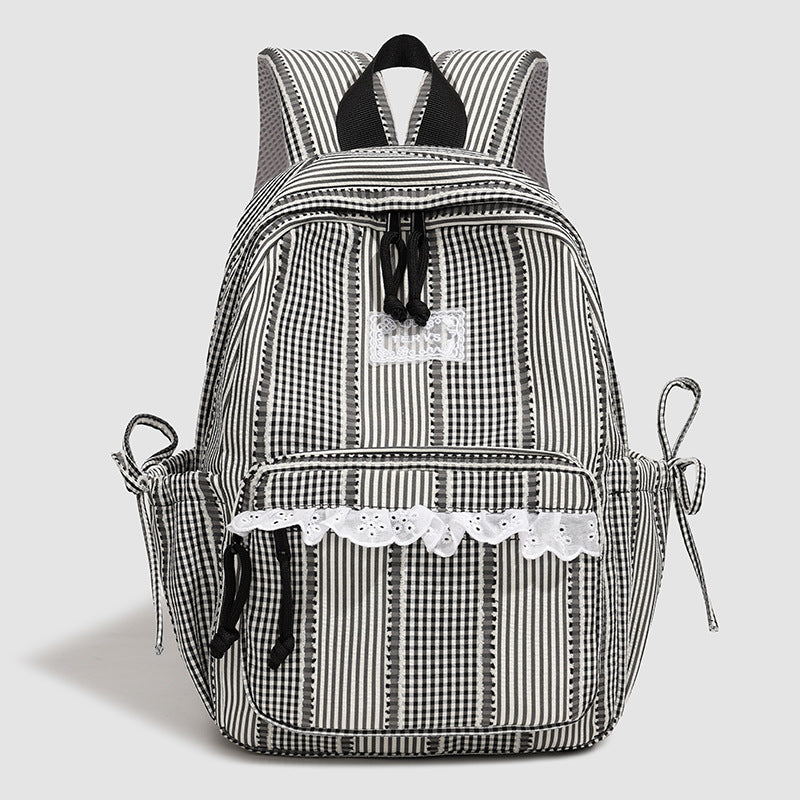 Casual Lace-Trimmed School Backpack