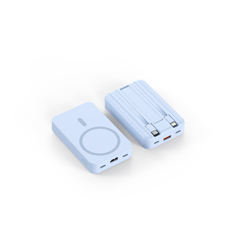 Portable power bank with integrated charging cables and Qi charging function Kalsten