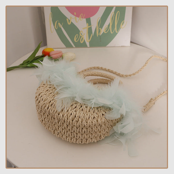Elegant Basket Bag with Delicate Feather Details Kalsten