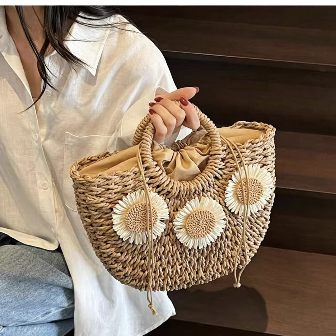 Padded basket bag with floral embellishments Kalsten