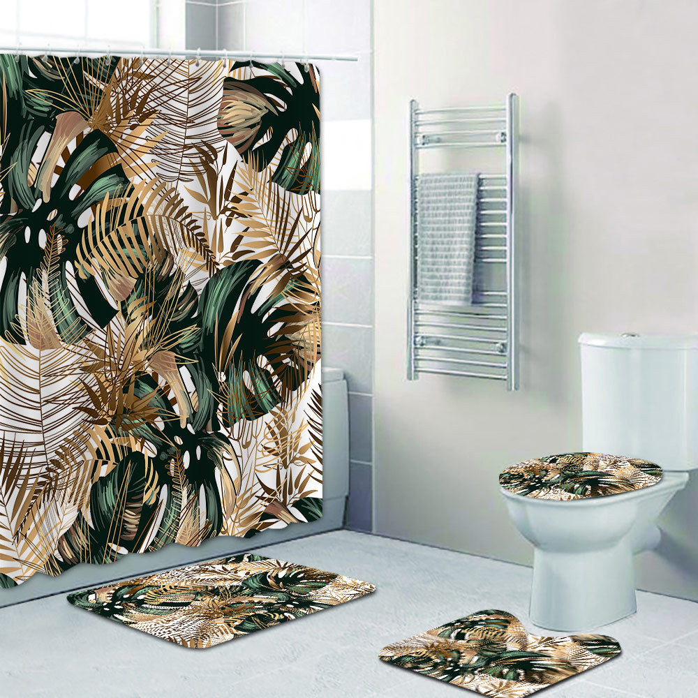 Tropical Leaf Print Shower Curtain Kalsten