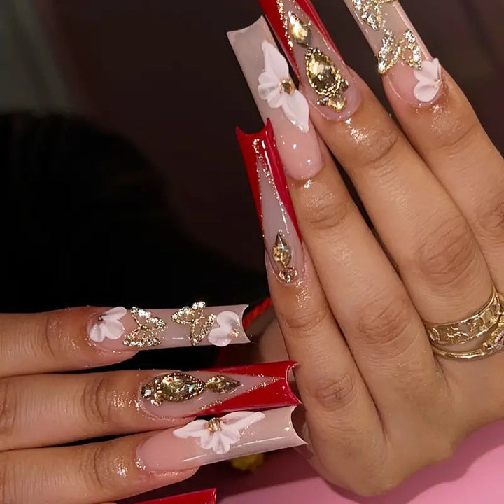 Glamorous Decorative Long-Length Press-On Nails Kalsten