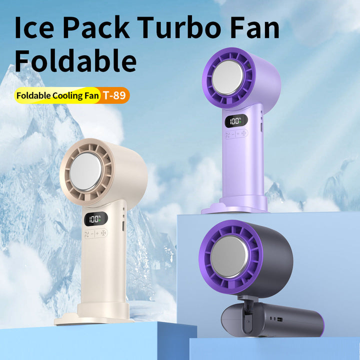 Unisex nan foldable portable handheld cooling fan with digital LED display and ice-sensing technology Kalsten