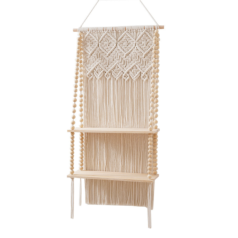Macrame Wall Shelf with Beaded Accents Acalora