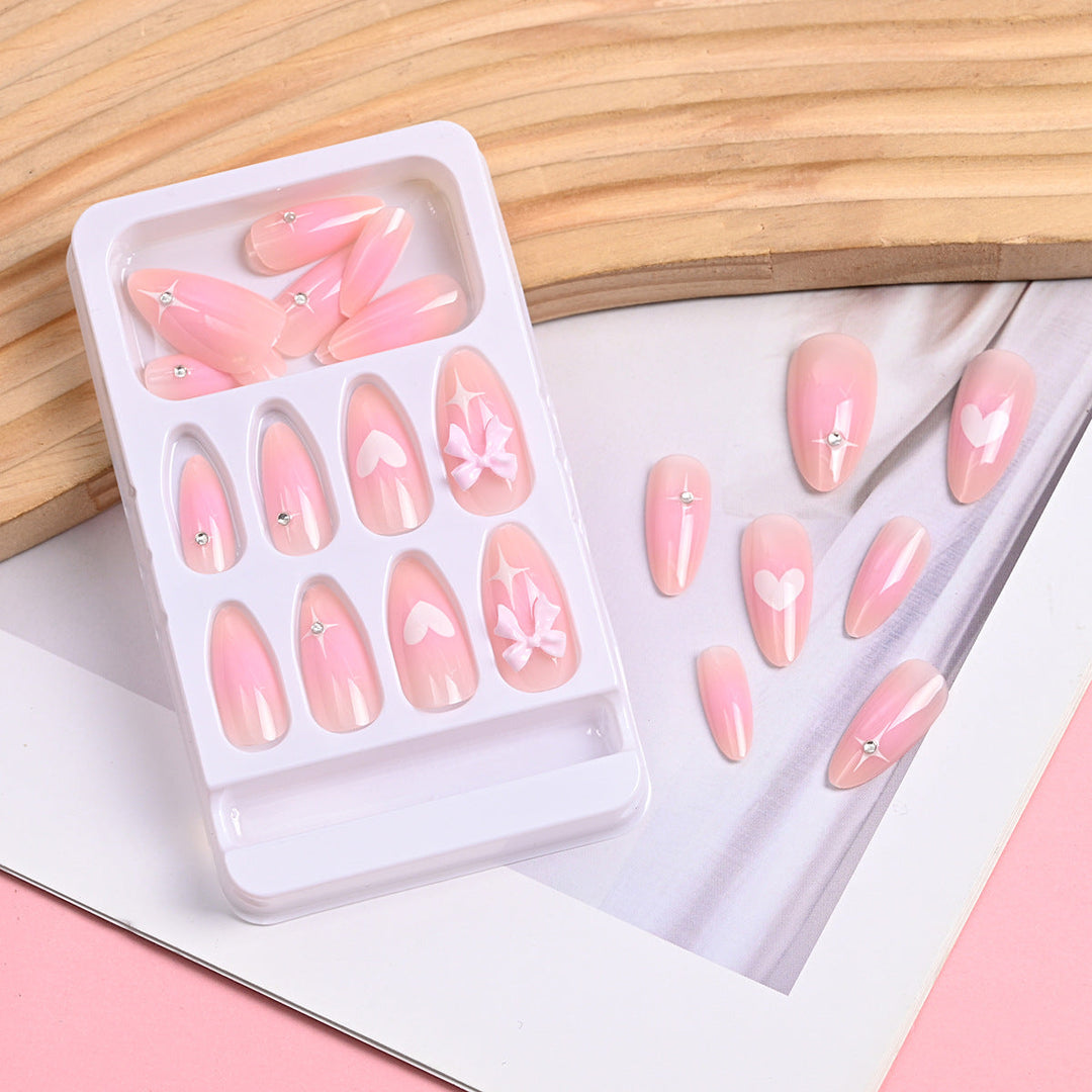 Artistic Heart and Bow Detail Press-On Nails Kalsten