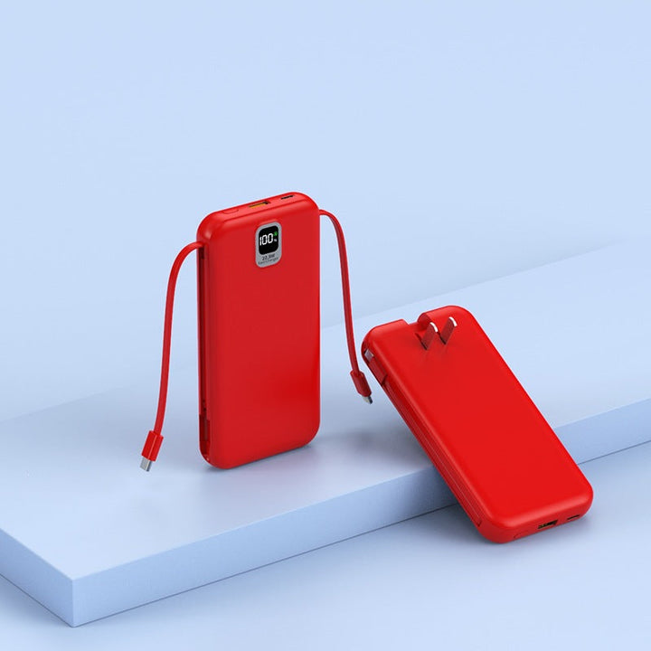 Portable power bank with integrated charging cable and LED display Kalsten