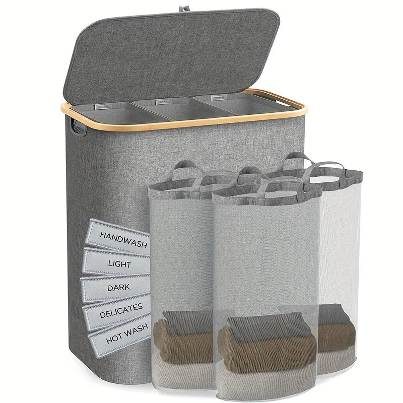 Laundry separation system with bamboo lid Acalora