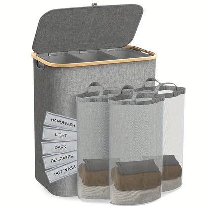 Laundry separation system with bamboo lid Acalora