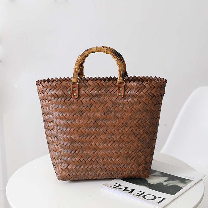 Handmade basket bag with stylish braiding pattern Kalsten