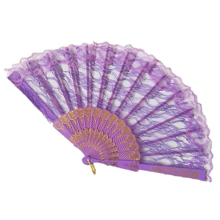 Women's fan made of fine lace with elegant gold embellishment Kalsten
