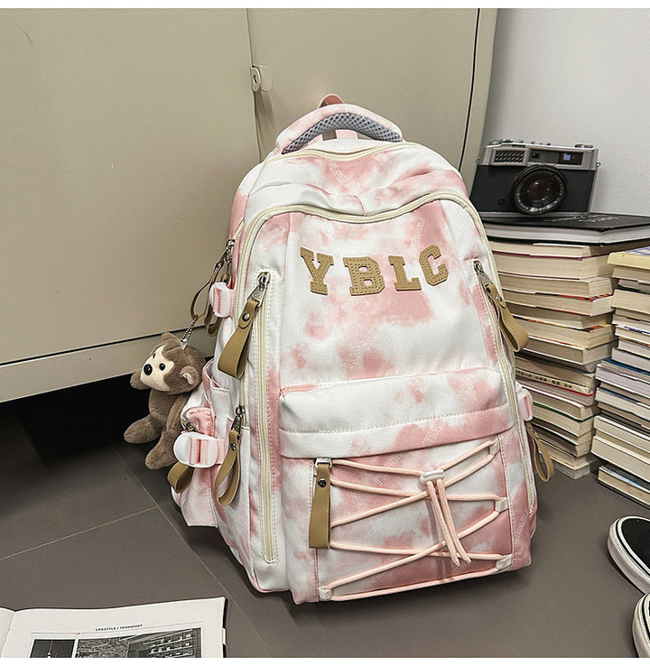 Multi-Compartment Cloud-Patterned School Backpack