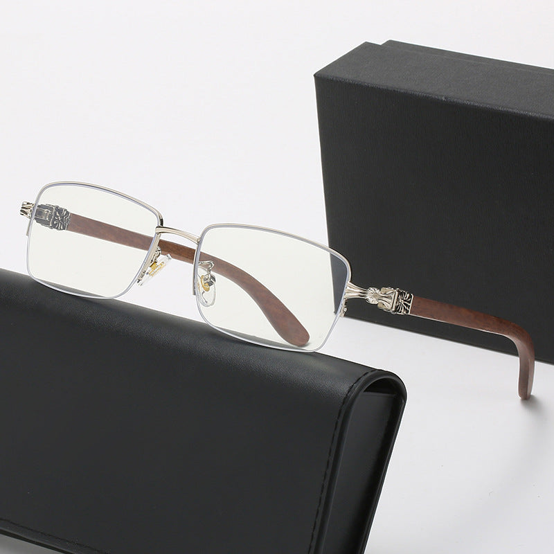 Ladies fashionable glasses with rectangular frame and high-quality wood details Kalsten