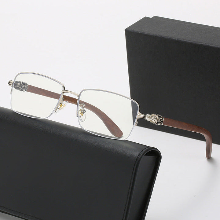 Ladies fashionable glasses with rectangular frame and high-quality wood details Kalsten