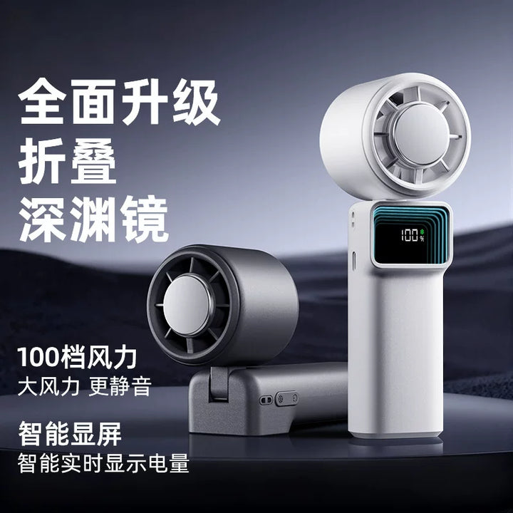 Unisex One Size compact portable foldable cool fan with digital LED display, stepless speed control, one-button cool mode, USB-C charging and table base Kalsten