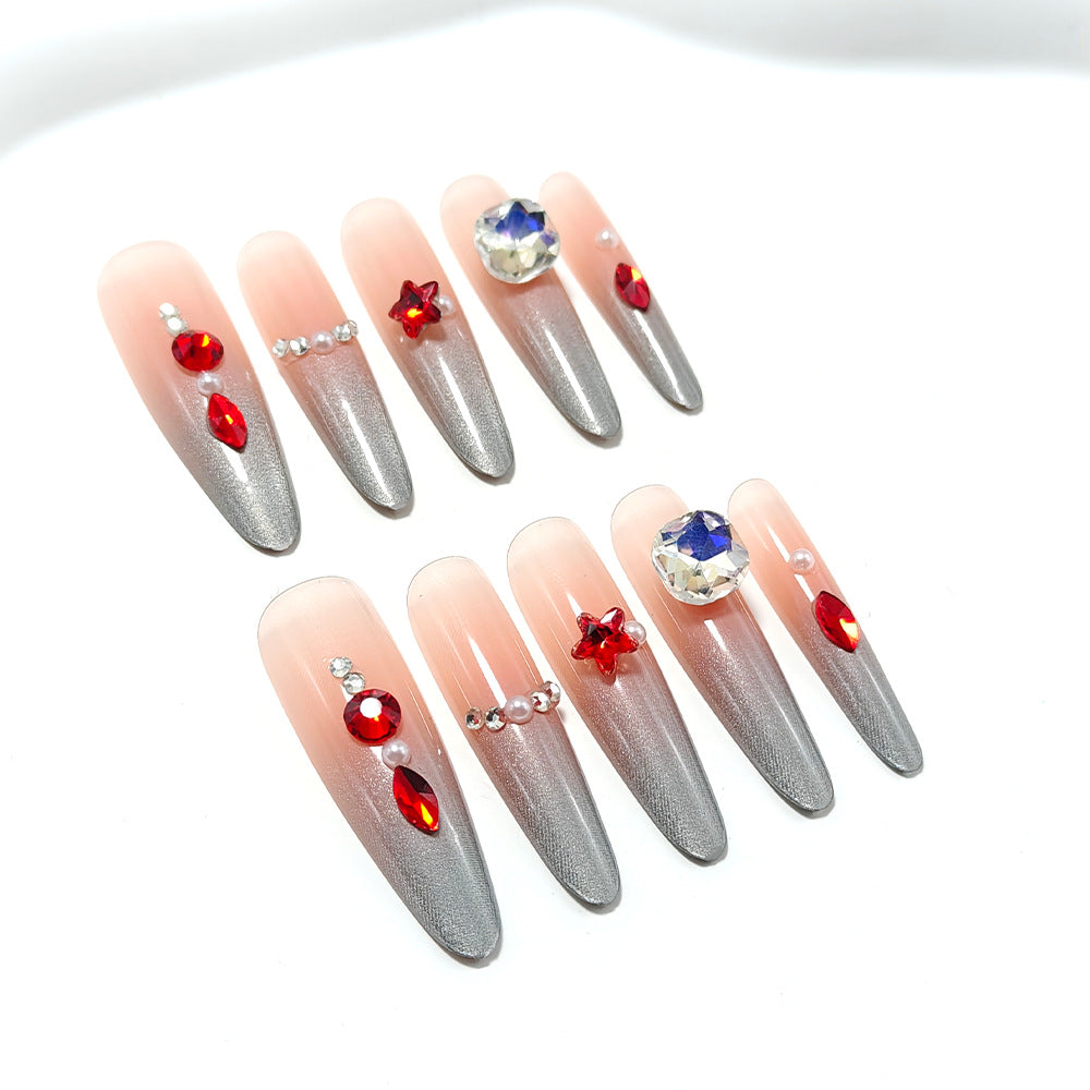 Sparkling artificial nails with decorative rhinestones Kalsten