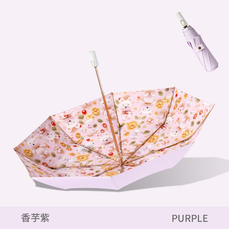 Ladies Folding Umbrella with Cute Animal Design Kalsten