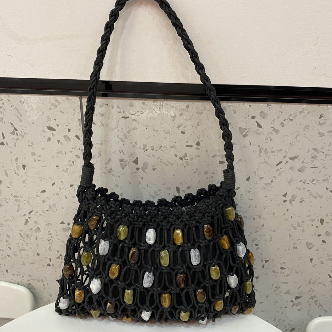 Hand-knotted net bag with decorative beads Kalsten