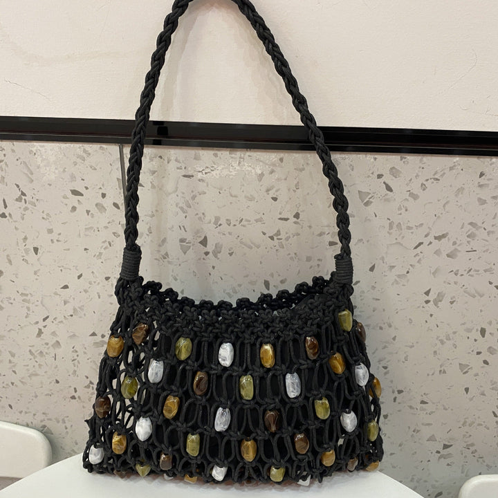 Hand-knotted net bag with decorative beads Kalsten