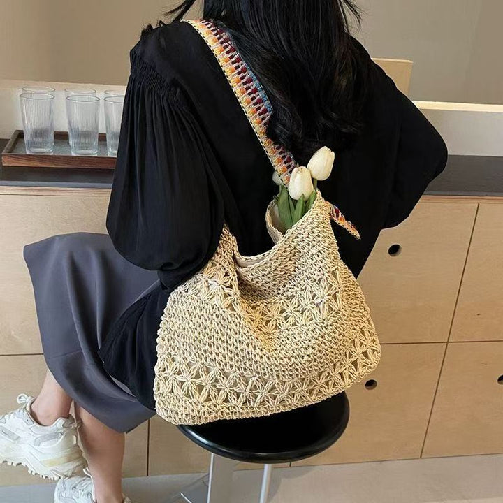 Handcrafted tote bag with colorful shoulder strap Kalsten