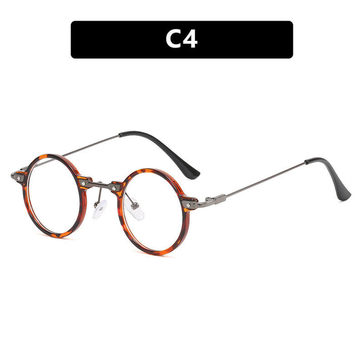 Women's round sunglasses with stylish metal frame and large blue lenses Kalsten
