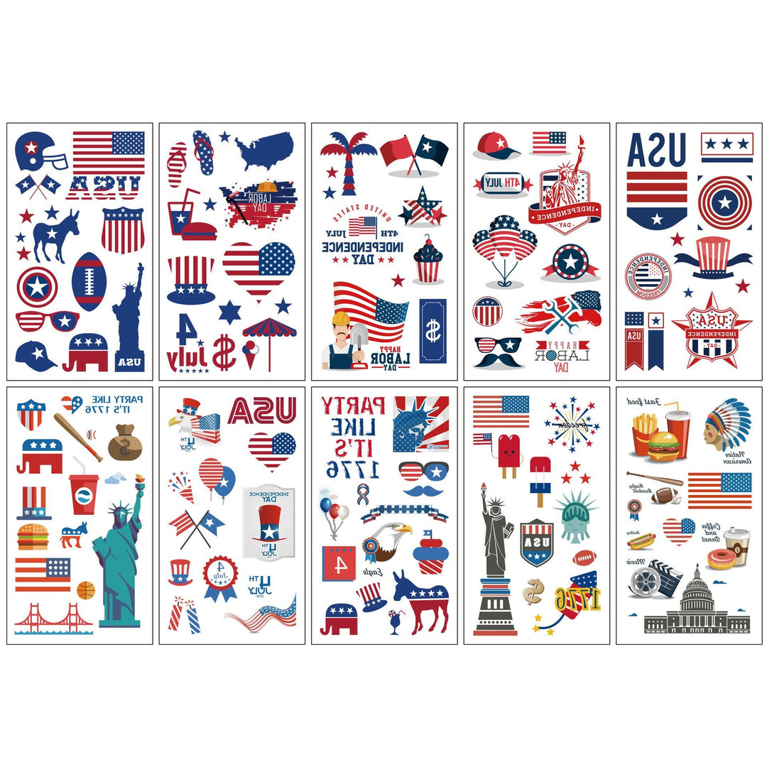 Unisex nan patriotic multiple sticker sheets with USA symbols and self-adhesive vinyl Kalsten